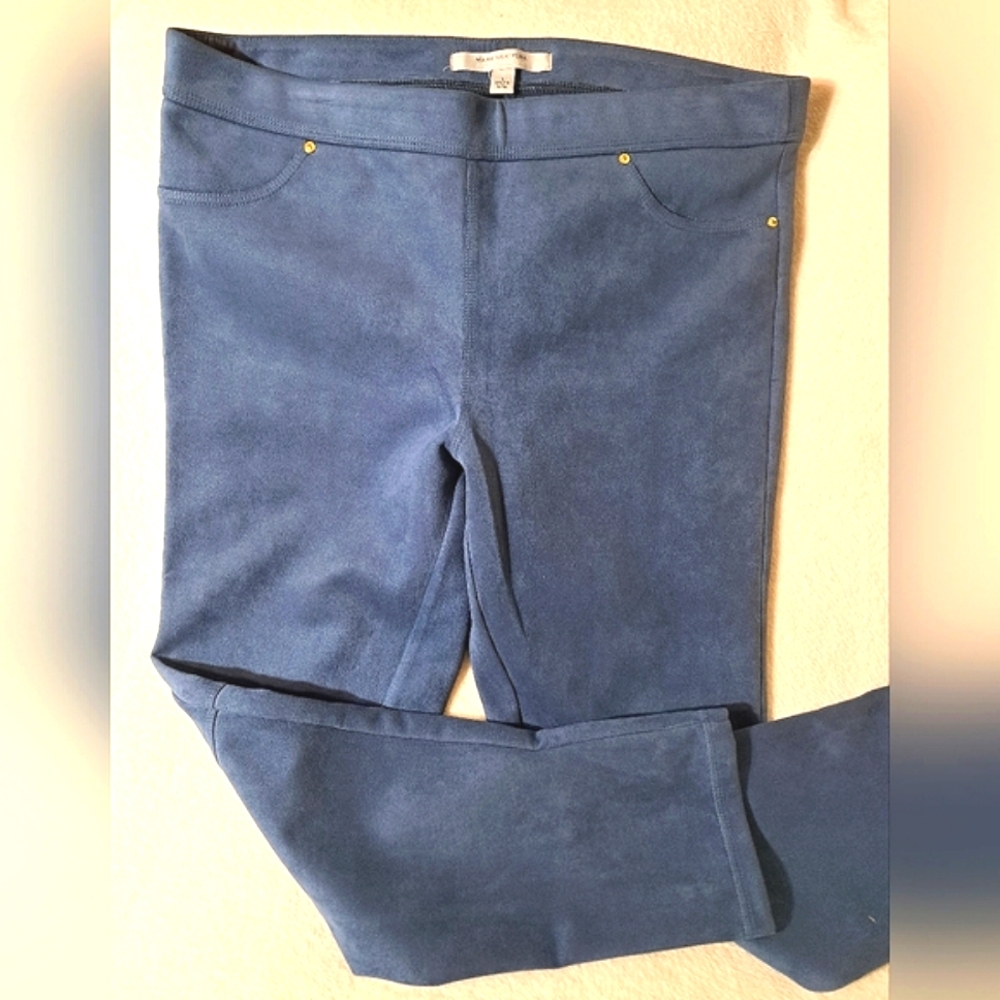 Blue faux suede pants